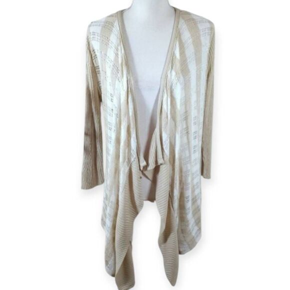 ONE A CREAM STRIPE CARDIGAN SZ.L EUC - Picture 1 of 4